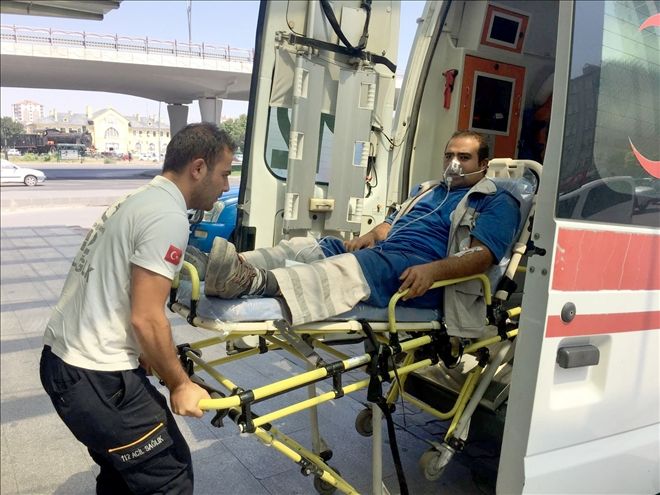 Yılanın ısırdığı işçi ambulansla hastaneye kaldırıldı