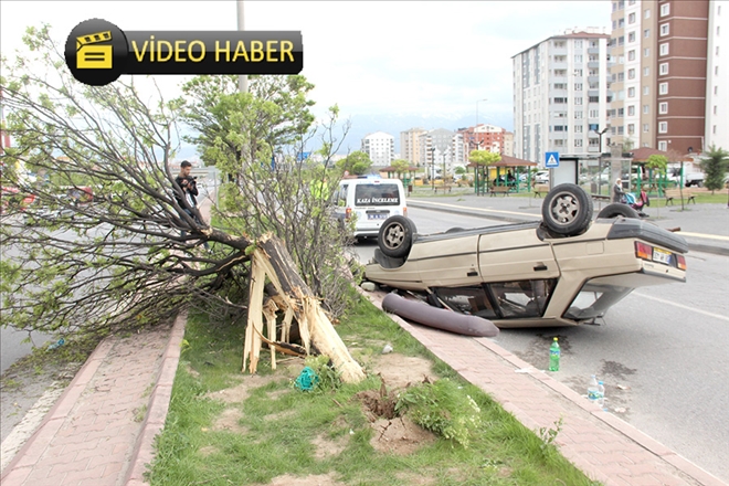 Takla atan otomobildeki 5 kişi yaralandı 