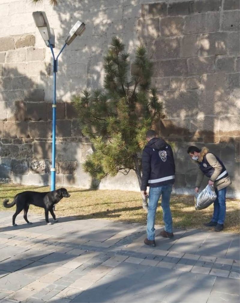 Hayvanların kısıtlamadan etkilenmemesi için polis doğaya yem bıraktı
