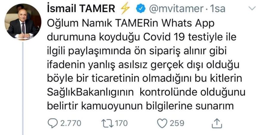 AK Partili Tamer’den  yanıt