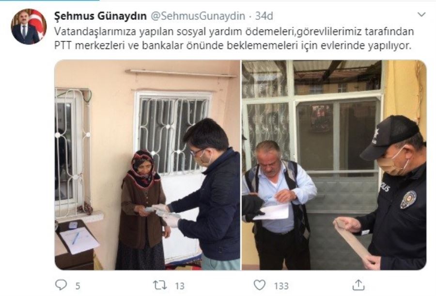 Yardım ödemeleri vatandaşların adreslerinde yapılıyor