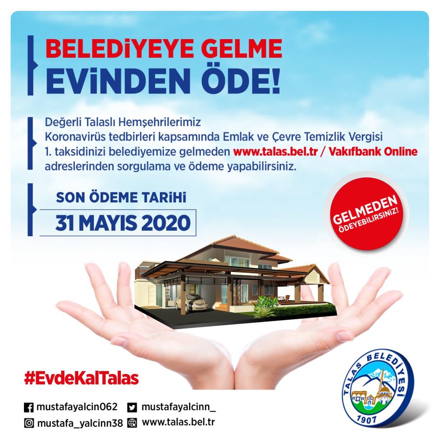  Emlak ve Çevre Temizlik Vergilerini evden ödeyin