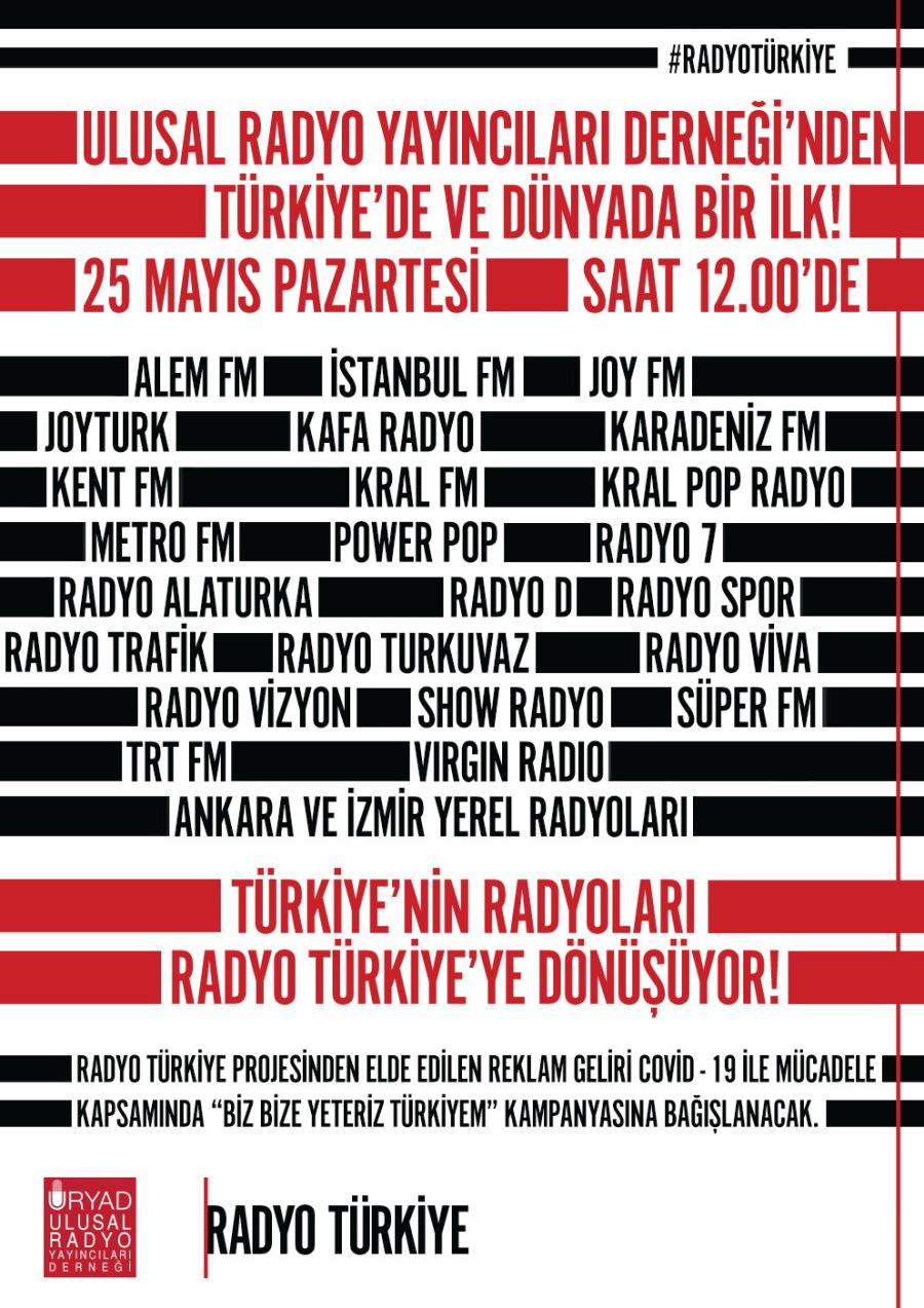 25 Mayıs saat 12.00’de #RadyoTürkiye’ye dönüşerek ortak yayın yapacak