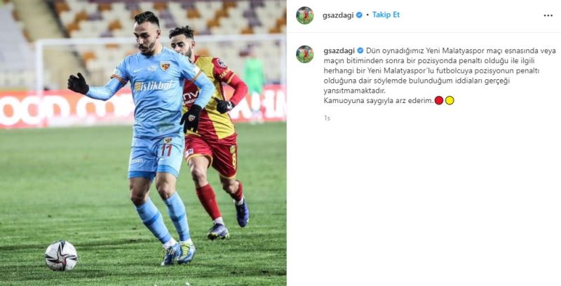 Kayserisporlu futbolcu Gökhan Sazdağı: 