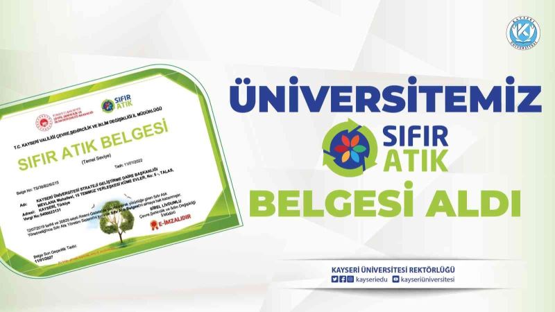 Kayseri Üniversitesi, ’Sıfır Atık Belgesi’ Aldı
