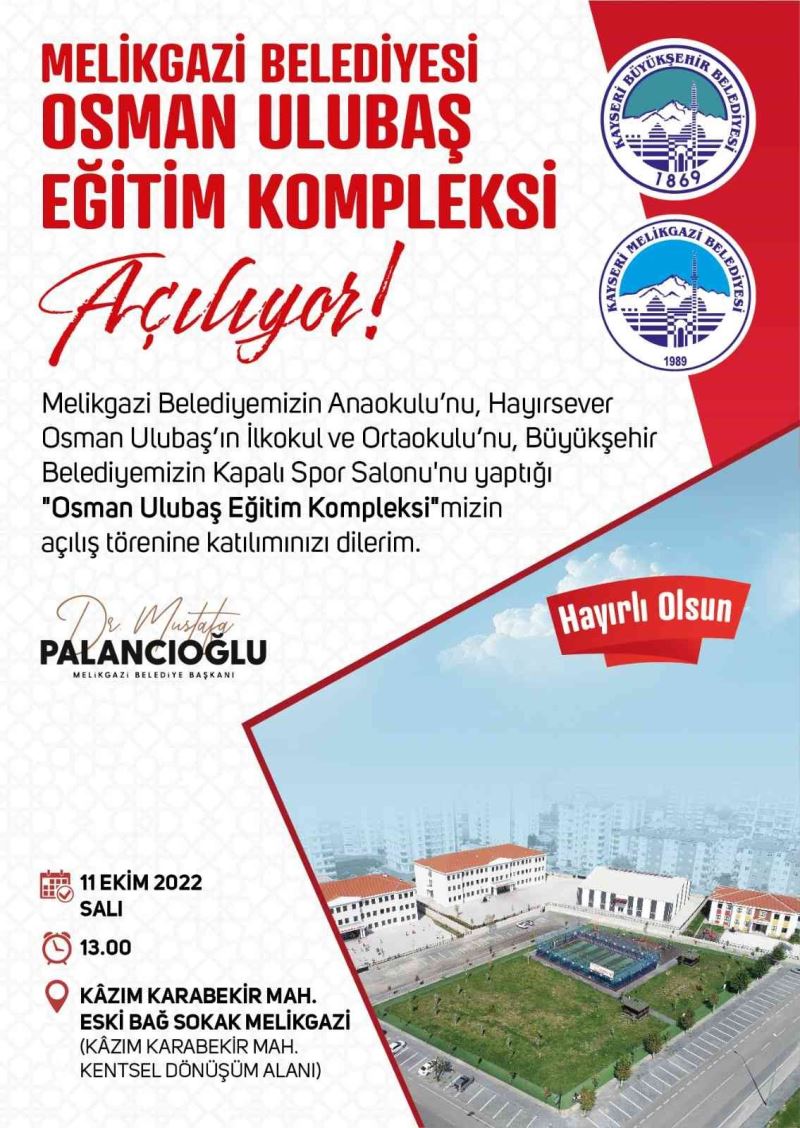 Bakan Özer, Osman Ulubaş Eğitim Kompleksi’nin açılışına katılacak
