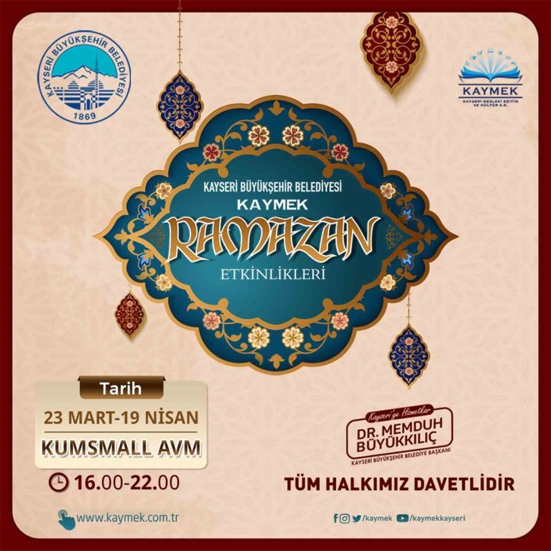 Büyükşehir KAYMEK’ten Ramazan’a özel etkinlikler

