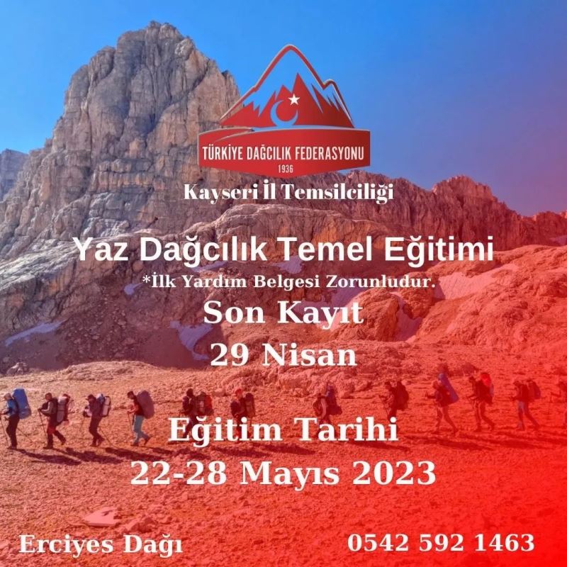 Kayseri’de Yaz Dağcılık Temel Eğitim Programı düzenlenecek
