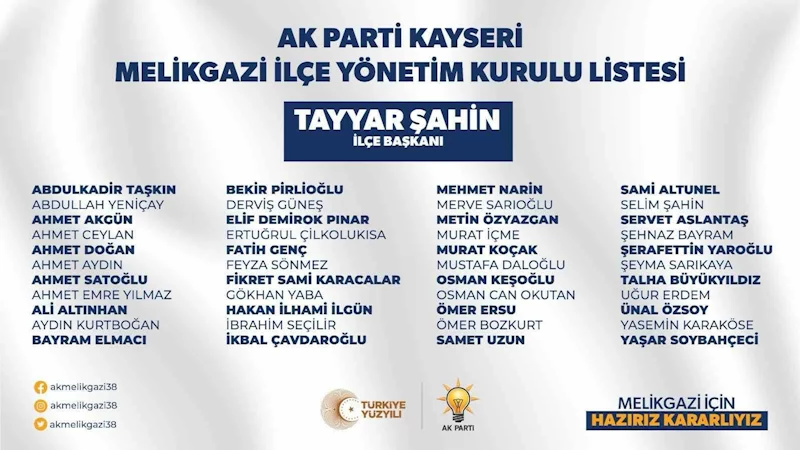 AK Parti Melikgazi’de yönetim belirlendi
