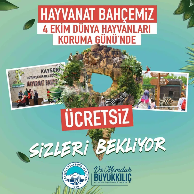 Başkan Büyükkılıç’tan anlamlı jest: Hayvanat bahçesi ücretsiz
