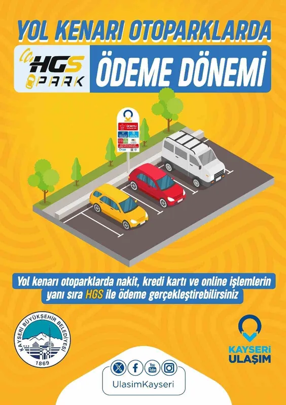 Kayseri’de yol kenarı otoparklarda HGS ile ödeme dönemi
