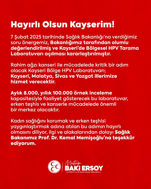 MHP’li Ersoy’dan Kayseri’ye bir müjde daha
